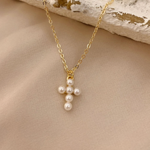 Load image into Gallery viewer, Mini Pearl Cross, 18k Gold | Llena de Gracia