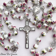 Load image into Gallery viewer, Lilac Floral Bead Rosary