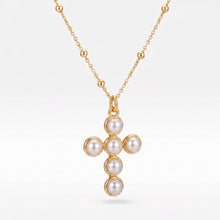 Load image into Gallery viewer, Pearl Cross, 18k Gold | Llena de Gracia