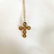 Load image into Gallery viewer, Pearl Cross Necklace 14k Gold