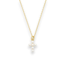 Load image into Gallery viewer, Mini Pearl Cross, 18k Gold | Llena de Gracia
