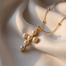 Load image into Gallery viewer, Pearl Cross, 18k Gold | Llena de Gracia
