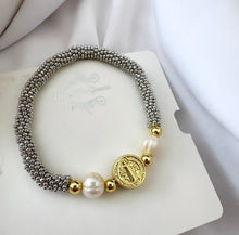 Load image into Gallery viewer, St. Benedict bracelet- Camelia design
