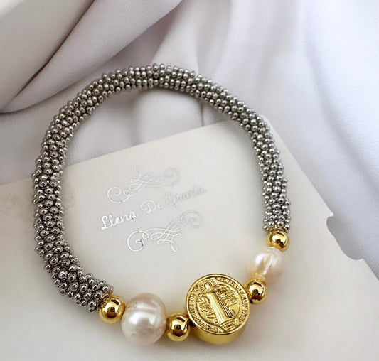 St. Benedict bracelet- Camelia design