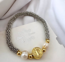 Load image into Gallery viewer, St. Benedict bracelet- Camelia design
