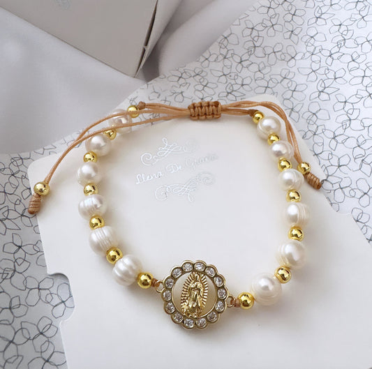 Virgin of Guadalupe Pearl  Bracelet