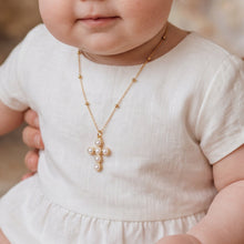 Load image into Gallery viewer, Pearl Cross, 18k Gold | Llena de Gracia
