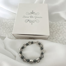 Load image into Gallery viewer, Onyx Bracelet with Saint Benedict Charms
