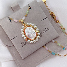 Load image into Gallery viewer, Our Lady of Guadalupe Necklace – Mother-of-Pearl &amp; Gold-Plated with Pearls

