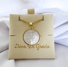 Load image into Gallery viewer, St Benedict Necklace  Mother-of-Pearl Medal 14k Gold

