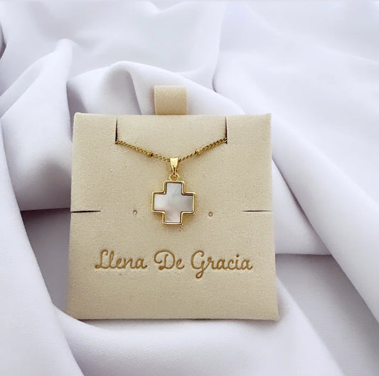 Square Mother-of-Pearl Cross Necklace