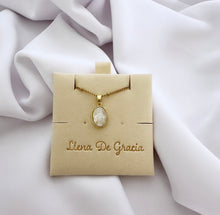 Load image into Gallery viewer, Virgin Mary Mother of Pearl Medal Necklace 14k Gold
