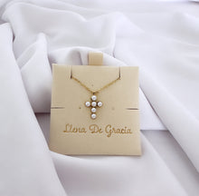 Load image into Gallery viewer, Pearl Cross Necklace 14k Gold
