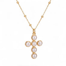 Load image into Gallery viewer, Pearl Cross, 18k Gold | Llena de Gracia
