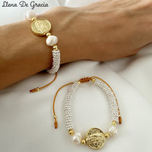 Load image into Gallery viewer, Our Lady of Guadalupe Bracelet - Camelia design
