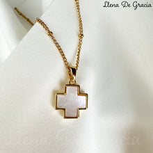 Load image into Gallery viewer, Square Mother-of-Pearl Cross Necklace
